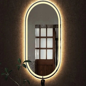 Espelho Oval com Iluminação LED Quente - Design Jateado 60x150cm Woodglass