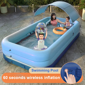 Piscina inflável automática para crianças, banheira grande para família, 3 camadas, PVC, bola oceânica, banho, crianças, 380cm, 210cm