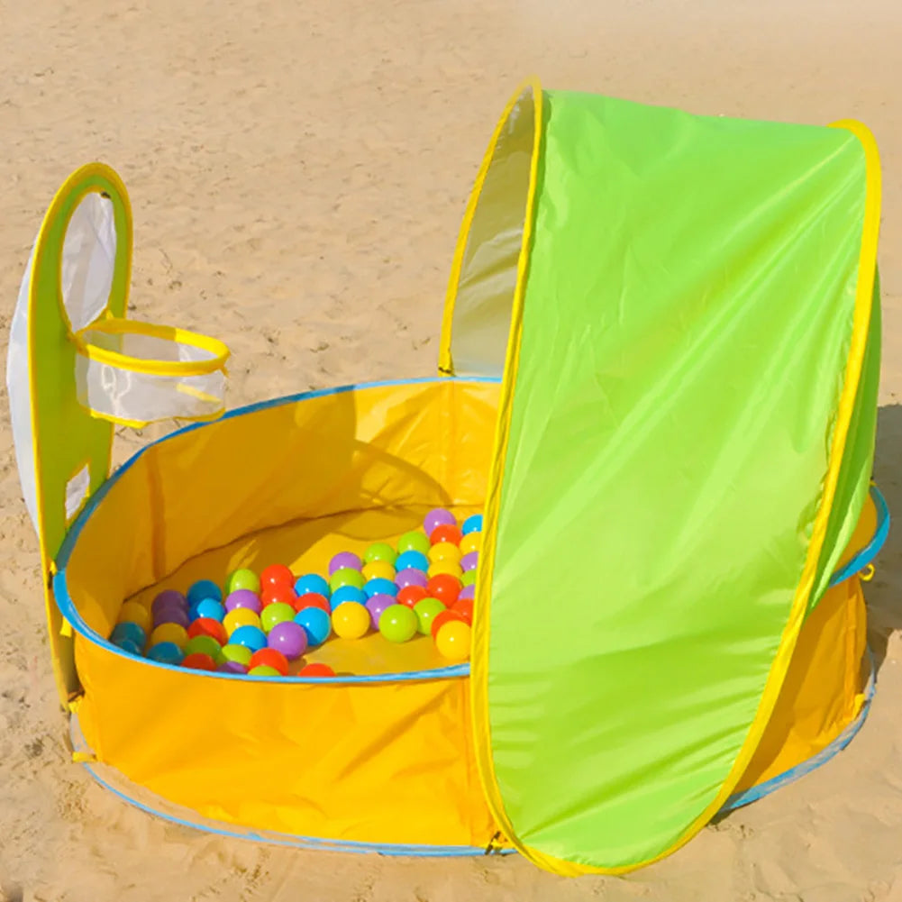 Dobrável bebê crianças piscina ao ar livre praia anti sol piscinas para crianças bebê água jogar banheira com cesta de bola