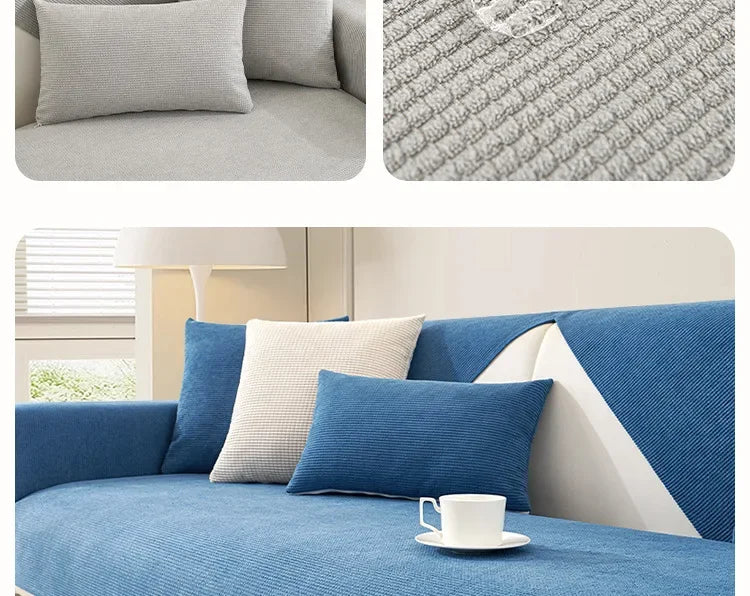 1pc jacquard sofá tapete capa cor sólida em forma de l sofá toalha repelente de água anti-deslizamento slipcovers para sala de estar hotel