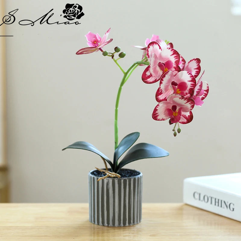 Bonsai Phalaenopsis Artificial Planta Em Vaso Com Folha, Orquídea Falsa, Adereços De Arranjo De Flores De Casamento, Decoração Interior De Casa