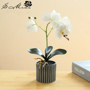 Bonsai Phalaenopsis Artificial Planta Em Vaso Com Folha, Orquídea Falsa, Adereços De Arranjo De Flores De Casamento, Decoração Interior De Casa