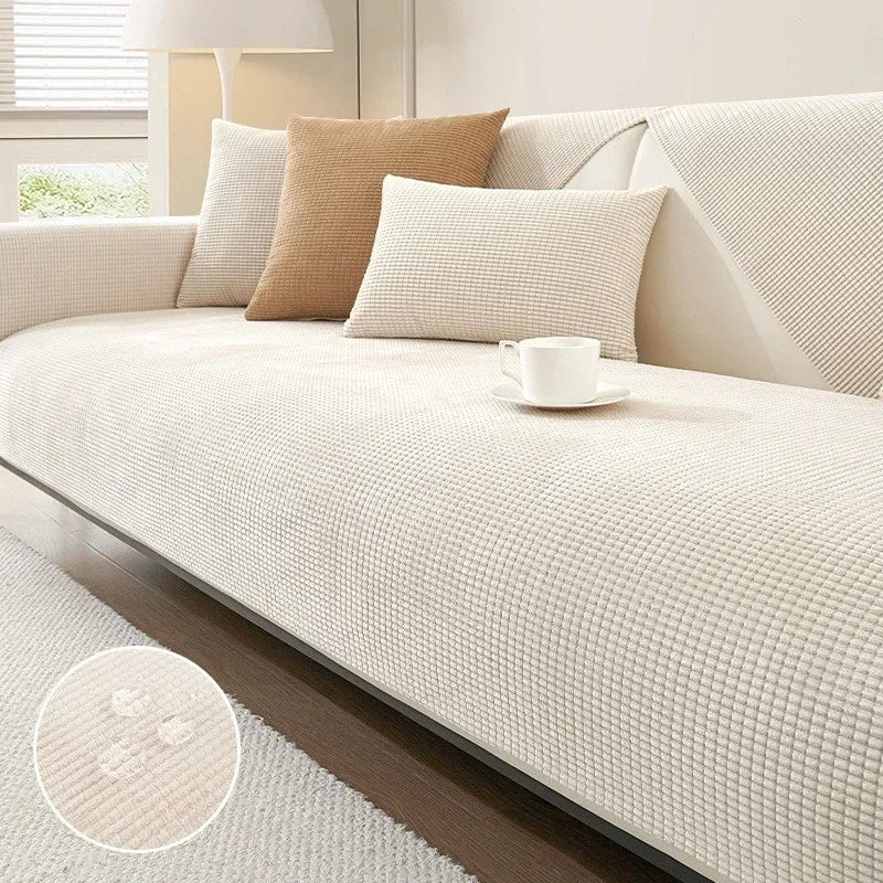 1pc jacquard sofá tapete capa cor sólida em forma de l sofá toalha repelente de água anti-deslizamento slipcovers para sala de estar hotel