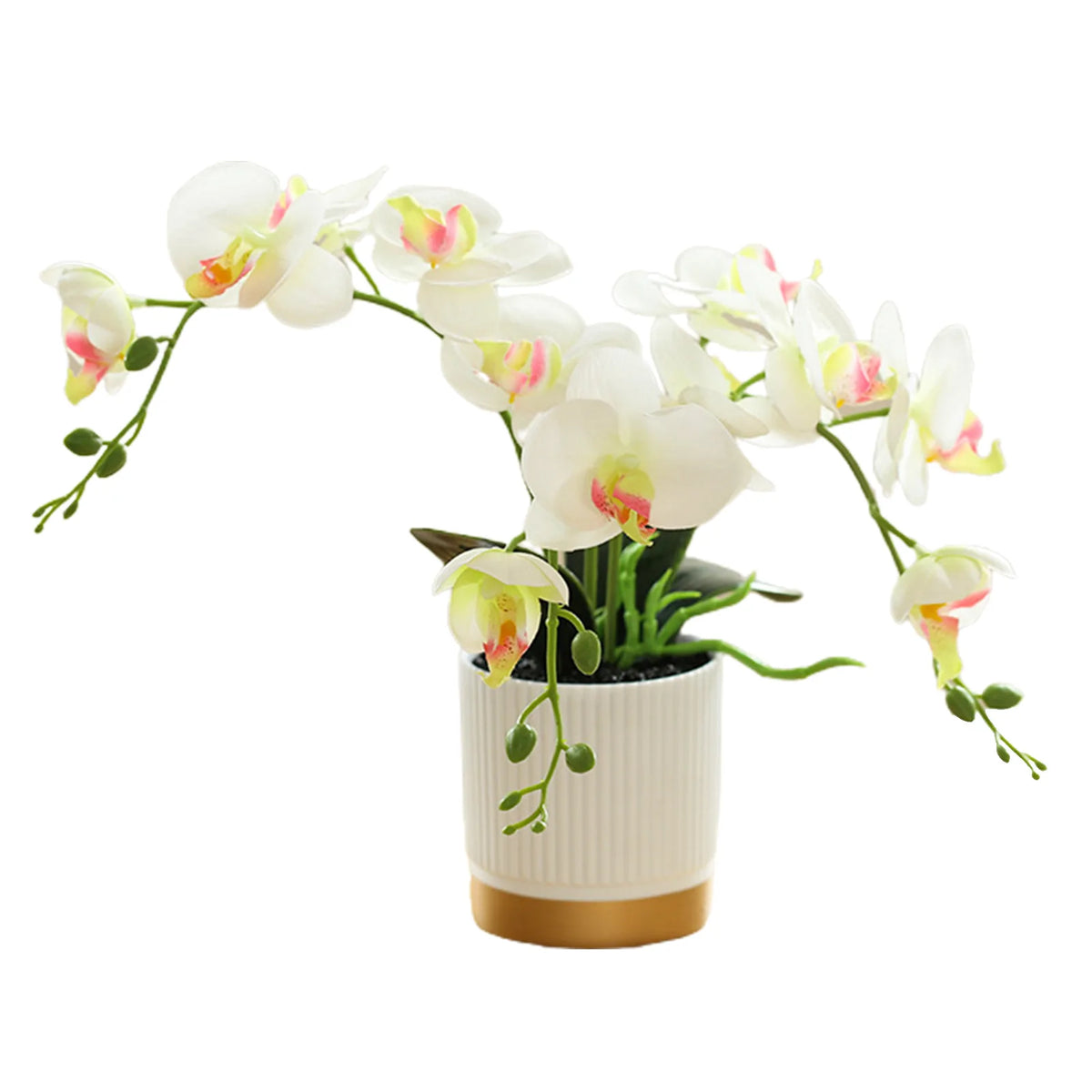 Orquídea Borboleta Flores Artificiais, Orquídea Bonsai, Phalaenopsis Flower Pot, Plantas Falsas, Arranjos De Decoração De Casamento Em Casa, 1Pc