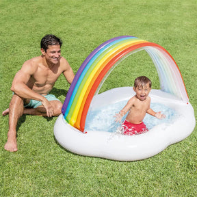 Piscina inflável do bebê com dossel do pára-sol, ilha tropical, projeto do coqueiro, jogo exterior da água do divertimento, 1-3Y