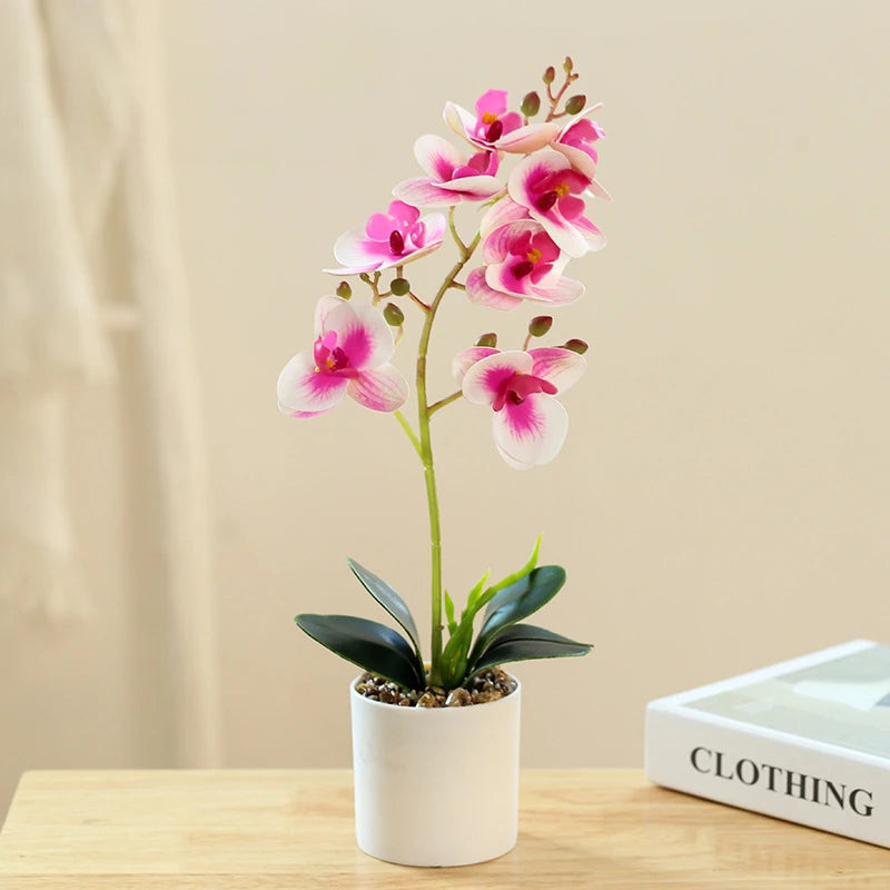 Criativo Oito Cabeças Filme Phalaenopsis Simulação Bonsai, Flor Falsa, Flor Artificial, Decoração De Casa E Escritório