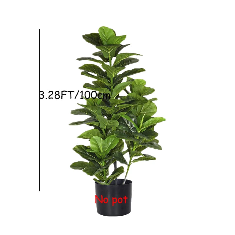 Grande árvore tropical artificial do ficus, Ramos plásticos, Plantas falsificadas, Banyan verde, jardim home, decoração do quarto, loja, 3.9ft