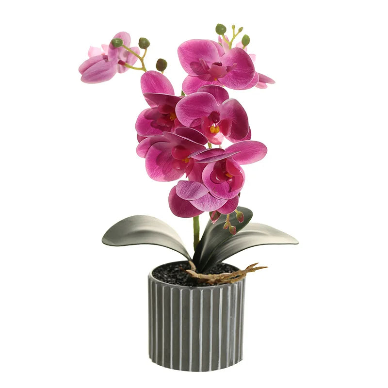 Bonsai Phalaenopsis Artificial Planta Em Vaso Com Folha, Orquídea Falsa, Adereços De Arranjo De Flores De Casamento, Decoração Interior De Casa