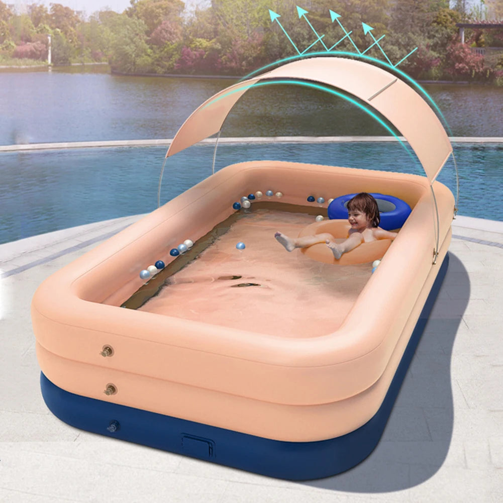 Piscina inflável automática para crianças, banheira grande para família, 3 camadas, PVC, bola oceânica, banho, crianças, 380cm, 210cm