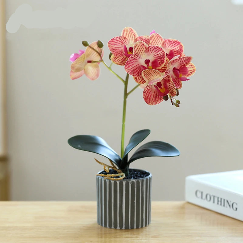 Bonsai Phalaenopsis Artificial Planta Em Vaso Com Folha, Orquídea Falsa, Adereços De Arranjo De Flores De Casamento, Decoração Interior De Casa