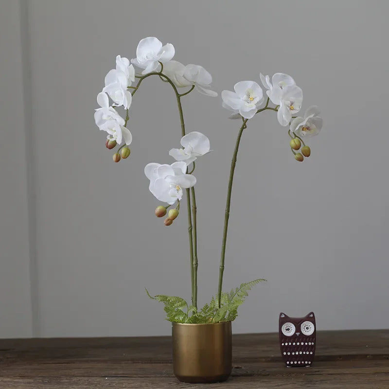 Orquídeas de látex artificial Phalaenopsis, decoração floral, ornamentos de borboleta realistas, guia de casamento, 6 pcs