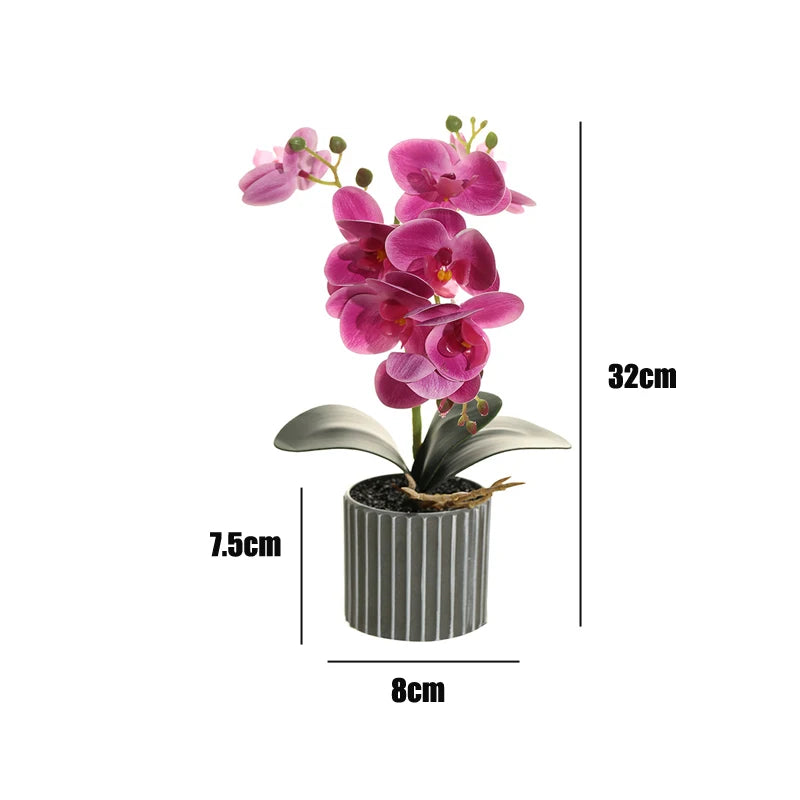 Bonsai Phalaenopsis Artificial Planta Em Vaso Com Folha, Orquídea Falsa, Adereços De Arranjo De Flores De Casamento, Decoração Interior De Casa