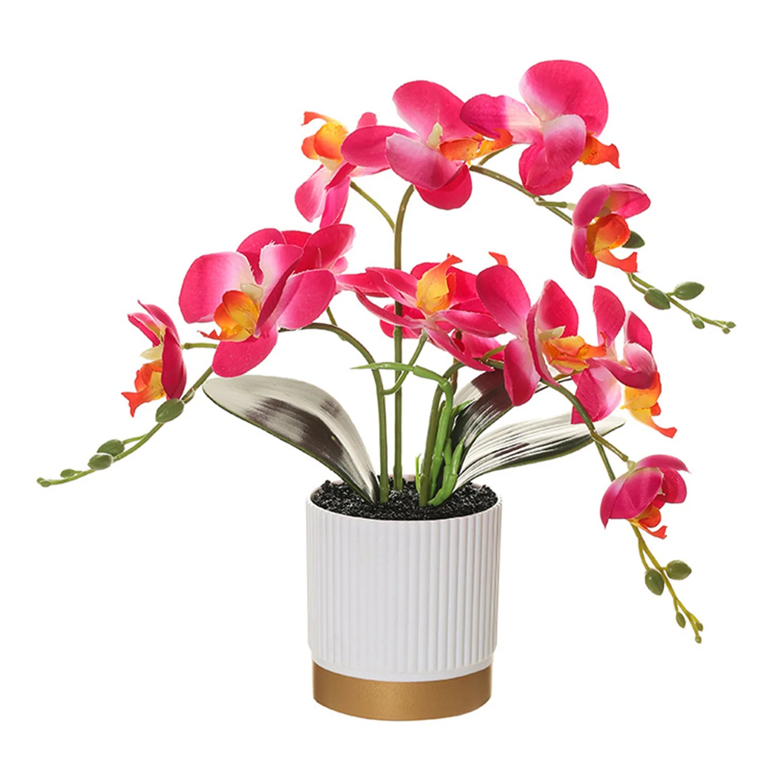 Orquídea Borboleta Flores Artificiais, Orquídea Bonsai, Phalaenopsis Flower Pot, Plantas Falsas, Arranjos De Decoração De Casamento Em Casa, 1Pc