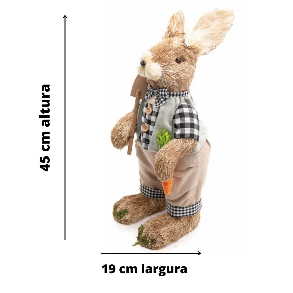 Coelhos Casal e filhote de palha da páscoa Estatuetas  - 45 CM