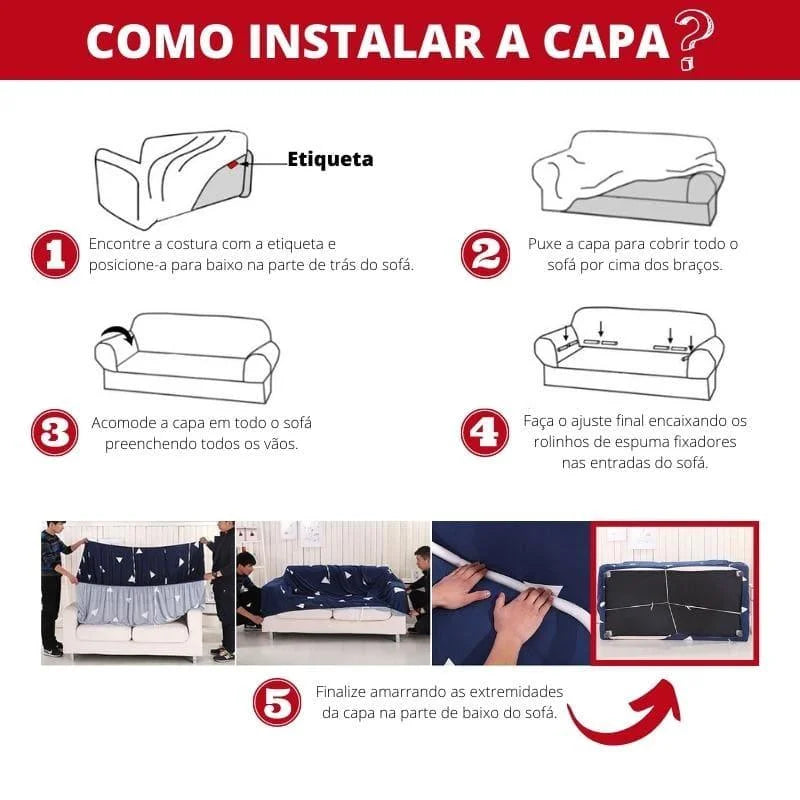 Capa para Sofá Premium Jacquard Creme