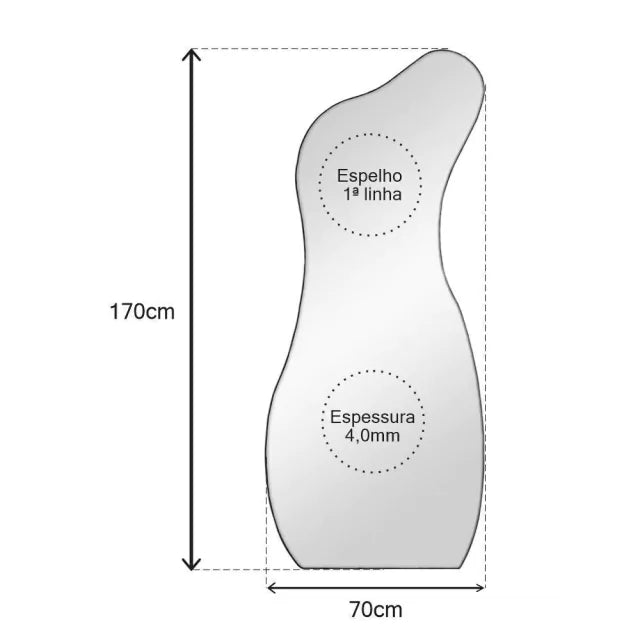 Espelho Corporal com Design Curvado - 170x70cm de Estilo Elegante